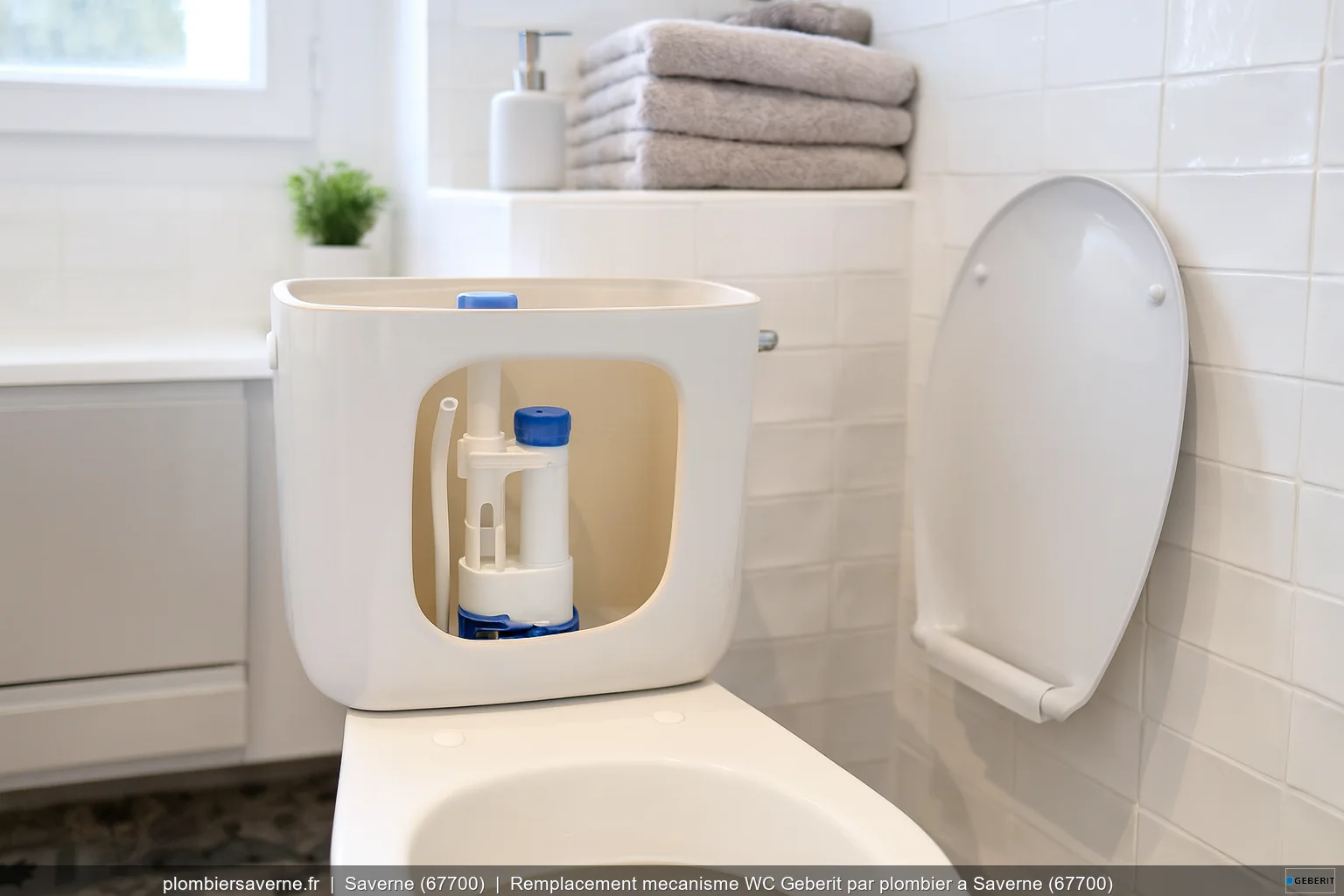 Remplacement mecanisme WC Geberit par plombier a Saverne (67700)