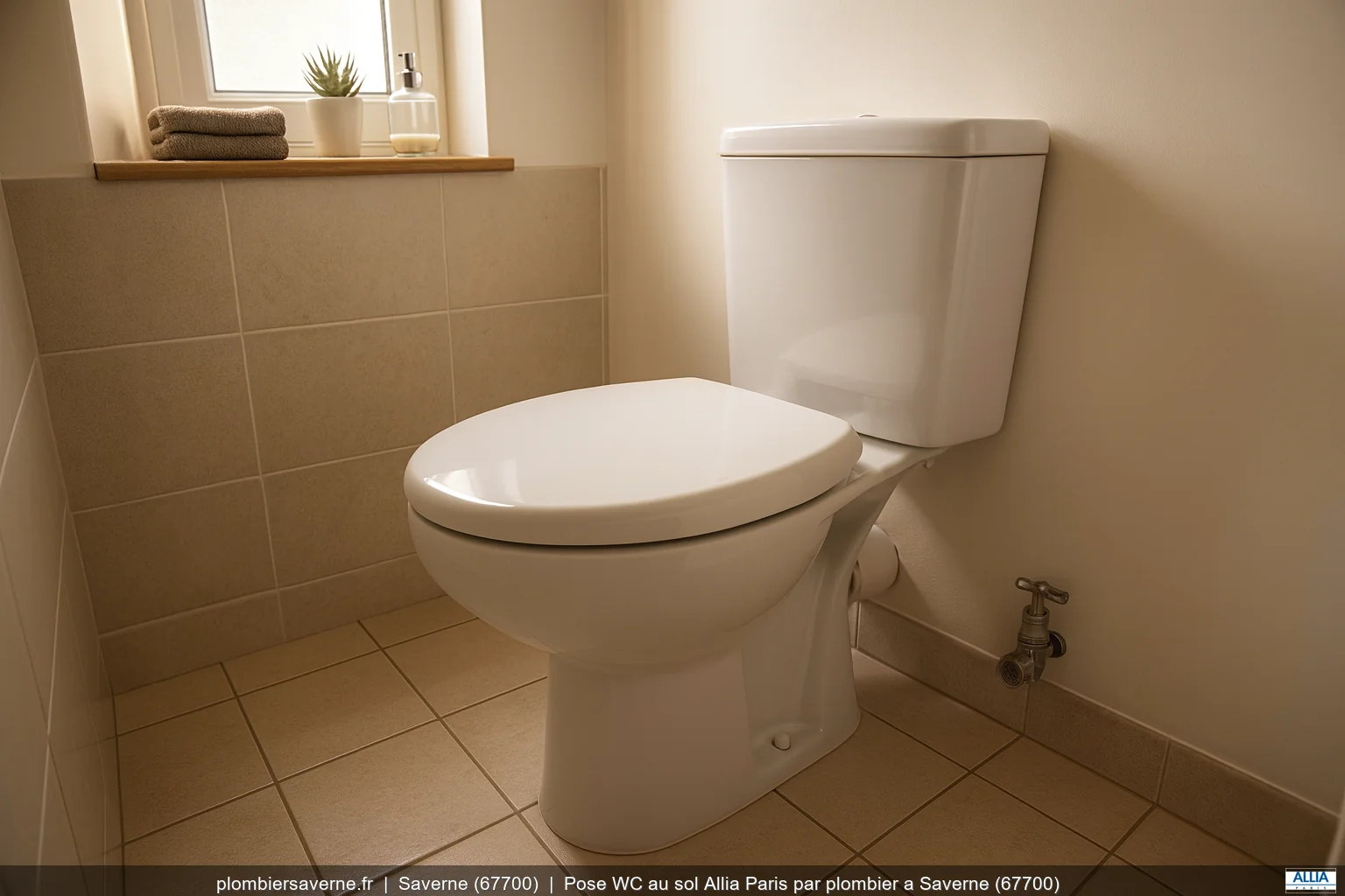 Pose WC au sol Allia Paris par plombier a Saverne (67700)