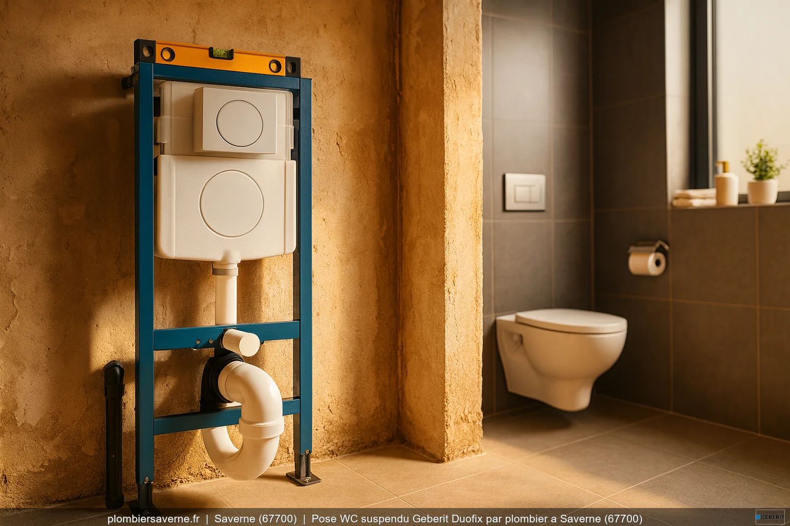 Pose WC suspendu Geberit Duofix par plombier a Saverne (67700)